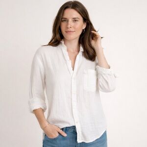 CP SHADES Joss Double Cotton Gauze Beachy Button Down Oversized Shirt Size XS